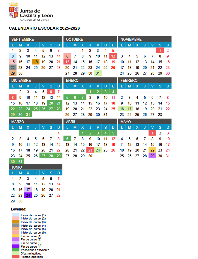 Jcyl calendario escolar 2025 6
